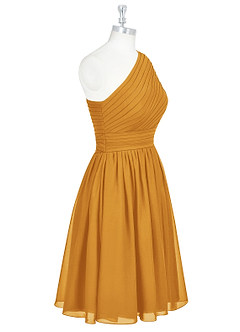 Azazie Katrina Bridesmaid Dresses Butterscotch A-Line One Shoulder Chiffon Dress image8