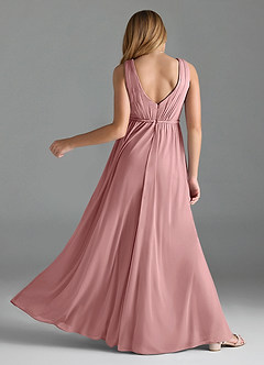 Azazie Tanicia Junior Dusty Rose A-Line Mesh Dress image4