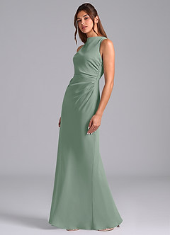 Azazie Evadne Suknie dla druhen Osłona Pofałdowany Szyfon Do ziemi Sukienka image1