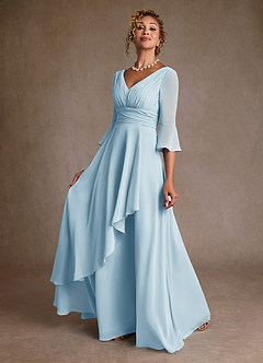 Azazie Eire Mother of the Bride Dresses Sky Blue A-Line Pleated Chiffon Dress image3