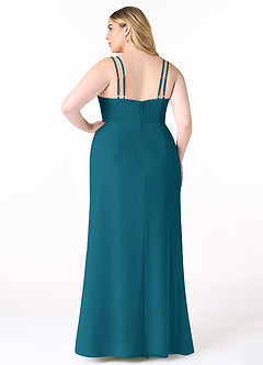 Azazie Leo Bridesmaid Dresses Ink Blue Mermaid V-Neck Pleated Chiffon Dress image8