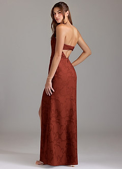 Azazie Leonis Robes de demoiselle d'honneur Robe Fourreau Convertible en Blumen-Burnout Sans bretelle Terracotta image3