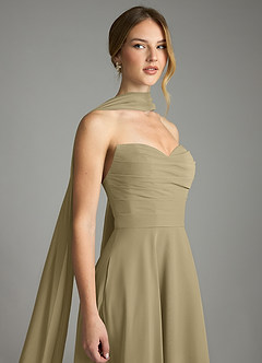 Azazie Ayla Abiti da Damigella Abito A-Line in Chiffon Scollo a Cuore Verde Muschio image8