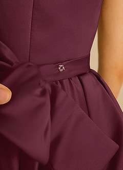 Azazie Lollipop Flower Girl Dresses Cabernet A-Line One Shoulder Matte Satin Dress image5