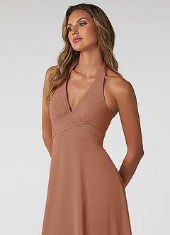 Azazie Tessie Bridesmaid Dresses Bronzer A-Line V-Neck Pleated Chiffon Dress image5