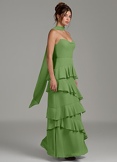 Azazie Imani Final Sale Steel Blue A-Line Ruched Chiffon Dress image6