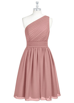 Azazie Katrina Jurken voor bruidsmeisjes Jurk van Chiffon met A-Lijn One-Shoulder Stoffige Roos image6