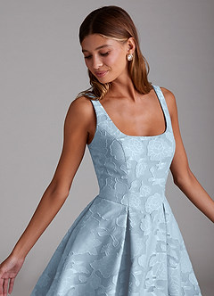 Azazie Amalie Brautjungfernkleider A-Linie Plissee Blumen-Burnout Kleid Himmelblau image5