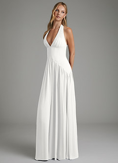 Azazie Alicia Bridesmaid Dresses White A-Line Pleated Chiffon Dress image3