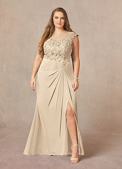 Azazie Libby Mother of the Bride Dresses Champagne A-Line Scoop Sequins Chiffon Dress image7