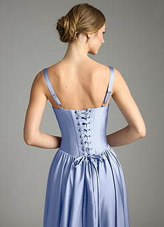 Azazie Evadina Suknie dla druhen Linia A Gorset Satyna elastyczna Do ziemi Sukienka image6