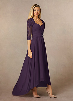 Azazie Anne Vestidos para mãe da noiva Vestir Ameixa de Renda de Bainha com Lantejoulas image5