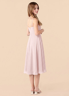 Azazie Mariam Junior Blushing Pink A-Line Pleated Chiffon Dress image2