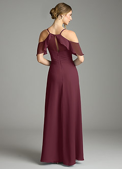 Azazie Dakota Bridesmaid Dresses Cabernet A-Line V-Neck Pleated Chiffon Dress image2