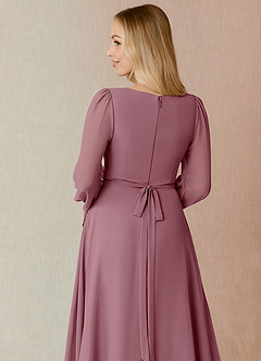 Azazie Leonia Bridesmaid Dresses Vintage Mauve A-Line Long Sleeve Chiffon Dress image7