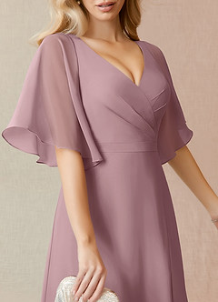 Azazie Cierra Bridesmaid Dresses A-Line V-Neck Chiffon Floor-Length Dress image7