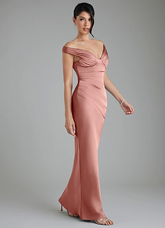 Azazie Stella Bridesmaid Dresses Rosette Sheath Corset Stretch Satin Convertible Dress image4