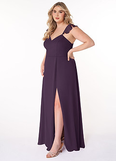 Azazie Everett Bridesmaid Dresses Plum A-Line V-neck Ruched Chiffon Dress image8