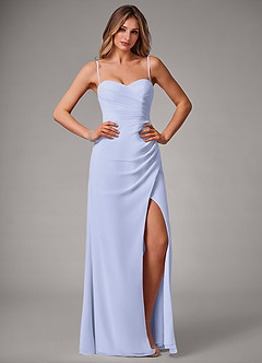 Azazie Haisley Robes de demoiselle d'honneur Robe Fourreau Convertible en Mousseline de soie Épaule décolletée Lavande image1