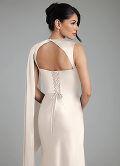 Azazie Taj Robes de demoiselle d'honneur Robe Sirène en Satin extensible Corset Albâtre Blanc image9