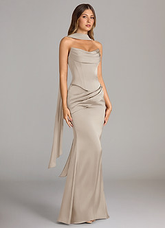 Azazie Sorrel Bridesmaid Dresses Frost Mermaid Strapless Stretch Satin Convertible Dress image3
