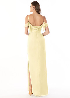 Azazie Emeralda Bridesmaid Dresses Lemon Sorbet Sheath Off the Shoulder Chiffon Dress image2