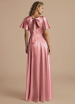 Azazie Kimber Robes de demoiselle d'honneur Robe Trapèze en Satiné métallisé Rayé Rosette image4