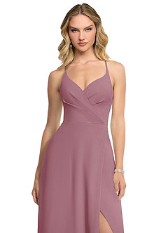 Azazie Davis Bridesmaid Dresses Vintage Mauve A-Line V-Neck Chiffon Dress image4
