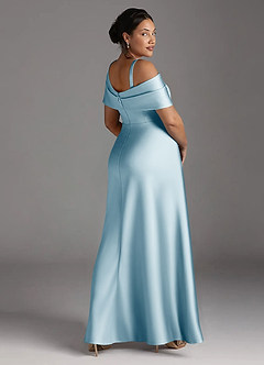 Azazie Milton Mother of the Bride Dresses Sky Blue A-Line Pleated Stretch Satin Dress image12