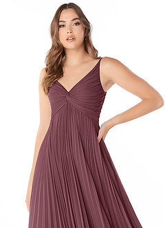 Azazie Raychelle Bridesmaid Dresses Sangria A-Line V-Neck Chiffon Dress image6