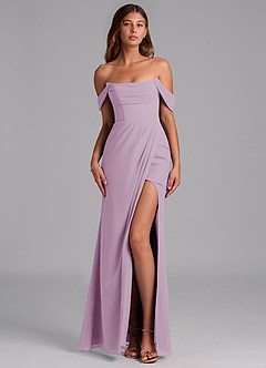 Azazie Johana Jurken voor bruidsmeisjes Converteerbaar Jurk van Chiffon met Zeemeermin Off the Shoulder Blauweregen image1