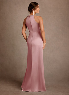 Azazie Lawrence Mother of the Bride Dresses Dusty Rose A-Line Pleated Stretch Satin Dress image3