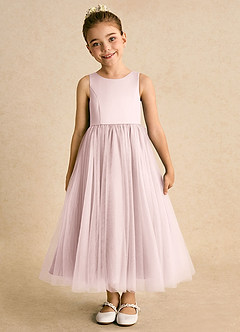 Azazie Solia Abiti da Ragazza di Fiori Abito Principessa in Tulle Fiocco Rosa Rossore image3