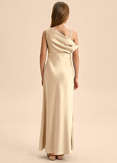 Azazie Emerson Junior Vestido de Champán de Satén Elástico de Corte Recto con Vestidos sin tirantes image2