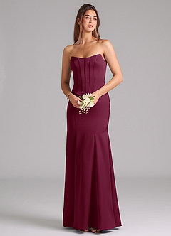 Azazie Ximena Bridesmaid Dresses Mulberry Mermaid Corset Stretch Satin Convertible Dress image7