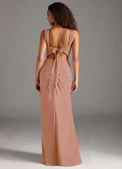 Azazie Jesaphine Bridesmaid Dresses Champagne Rose Sheath Bow Chiffon Dress image2