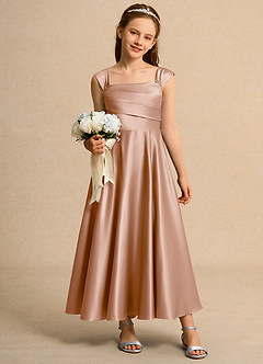 Azazie Bundle Junior Formal Flower Girl Klänningar Klä A-Line i Matt satäng Plisserad image3