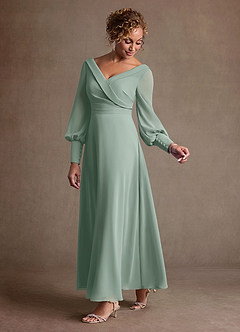Azazie Paterson Mother of the Bride Dresses Agave A-Line Pleated Chiffon Dress image5