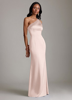 Azazie Voni Suknie dla druhen Syrena Jedno ramię Satyna elastyczna Do ziemi Sukienka image1