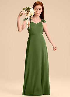Azazie Everett Junior Juniper A-Line Bow Stretch Satin Dress image5