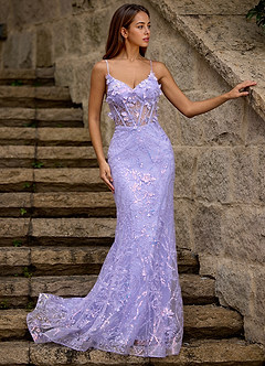 Blazing Purple Glitter Prom Dress image3