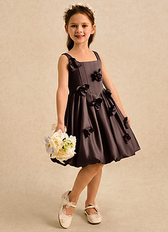 Azazie Lillian vestidos de niña de las flores Vestido Ganache de Satin Mate de Vestido de princesa con Plisado image4