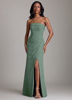 Azazie Aretha Bridesmaid Dresses Eucalyptus A-Line Strapless Chiffon Dress image1