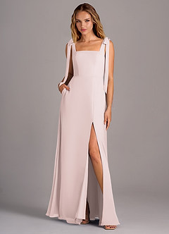Azazie Debra Bridesmaid Dresses Blushing Pink A-Line with Pockets Chiffon Convertible Dress image1