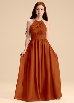 Azazie Malone Junior Paprika A-Line Pleated Chiffon Dress image1
