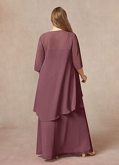 Azazie Weisz Mother of the Bride Dresses Sangria A-Line Square Neckline Pleated Chiffon Dress image8