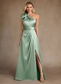 Azazie Easton Kleider für die Brautmutter A-Linie One-Shoulder Stretch-Satin Kleid Agave image1