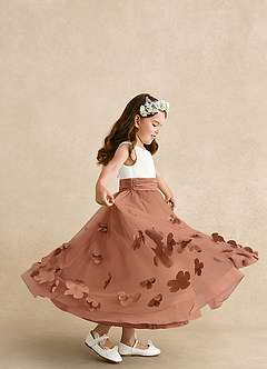 Azazie Vi Flower Girl Dresses Bronzer A-Line Sleeveless Tulle Dress image2