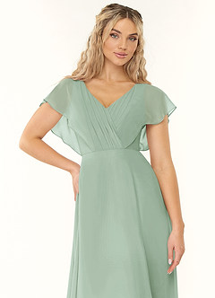 Azazie Rylee Abiti da Damigella Abito A-Line in Chiffon Plissettato Agave image5