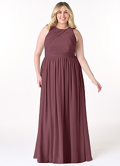 Azazie Harper Brautjungfernkleider A-Linie Plissee Chiffon Kleid Sangria image6